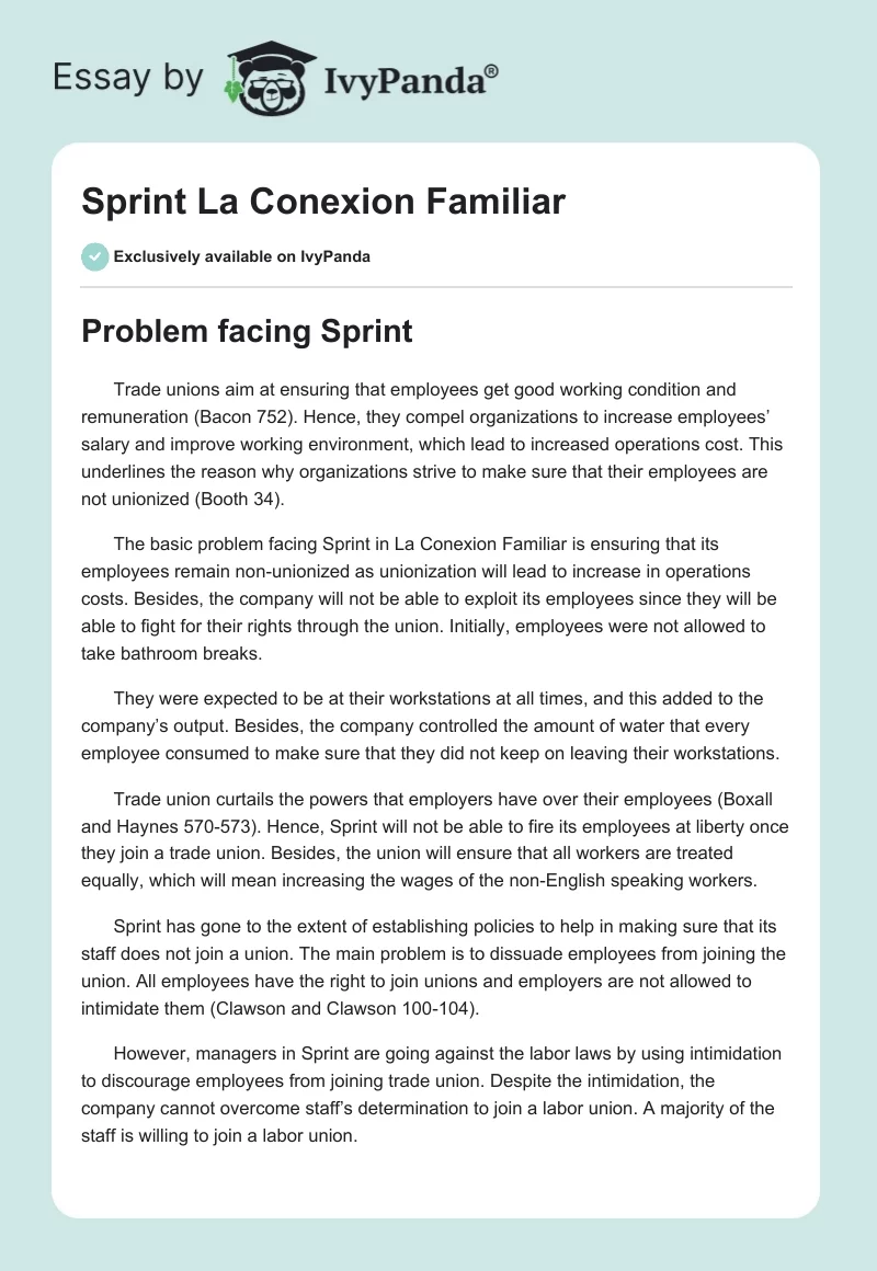 Sprint La Conexion Familiar. Page 1