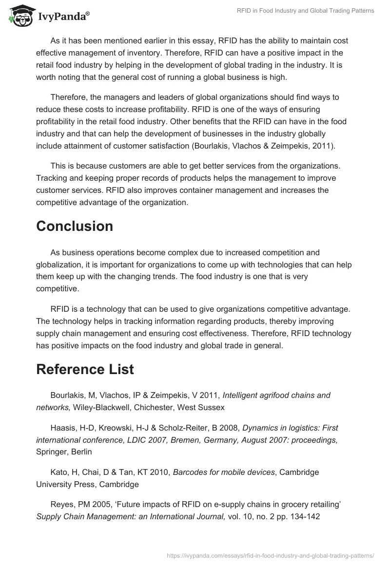 RFID in Food Industry and Global Trading Patterns. Page 4