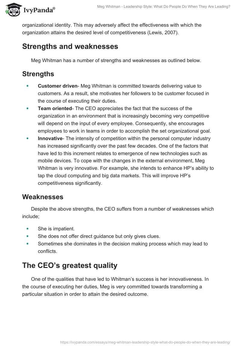 Meg Whitman - Leadership Style: What Do People Do When They Are Leading?. Page 4