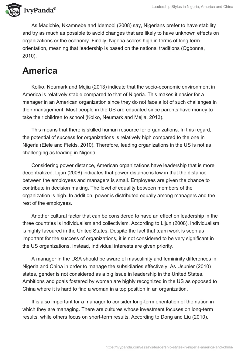 Leadership Styles in Nigeria, America and China. Page 3