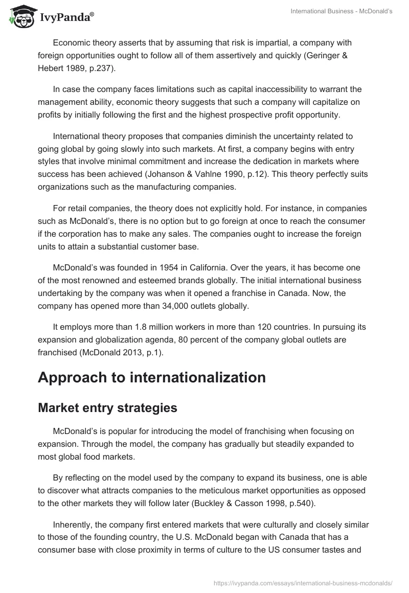International Business - McDonald’s. Page 2