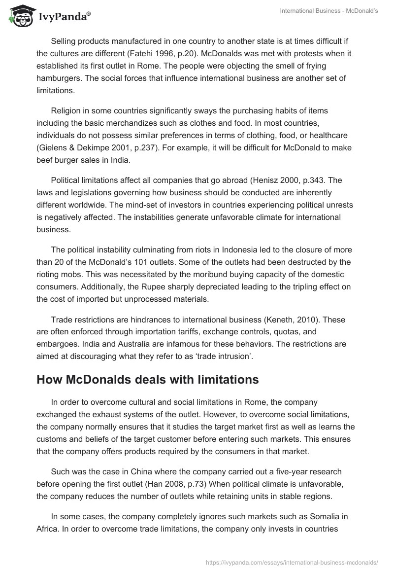International Business - McDonald’s. Page 5