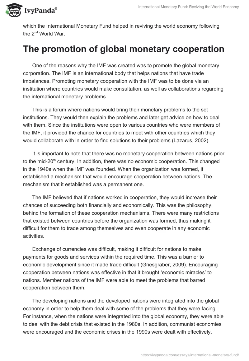 International Monetary Fund: Reviving the World Economy. Page 2