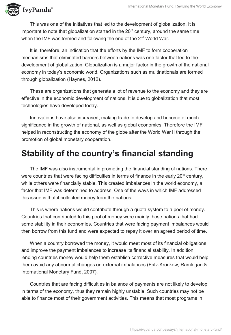 International Monetary Fund: Reviving the World Economy. Page 3