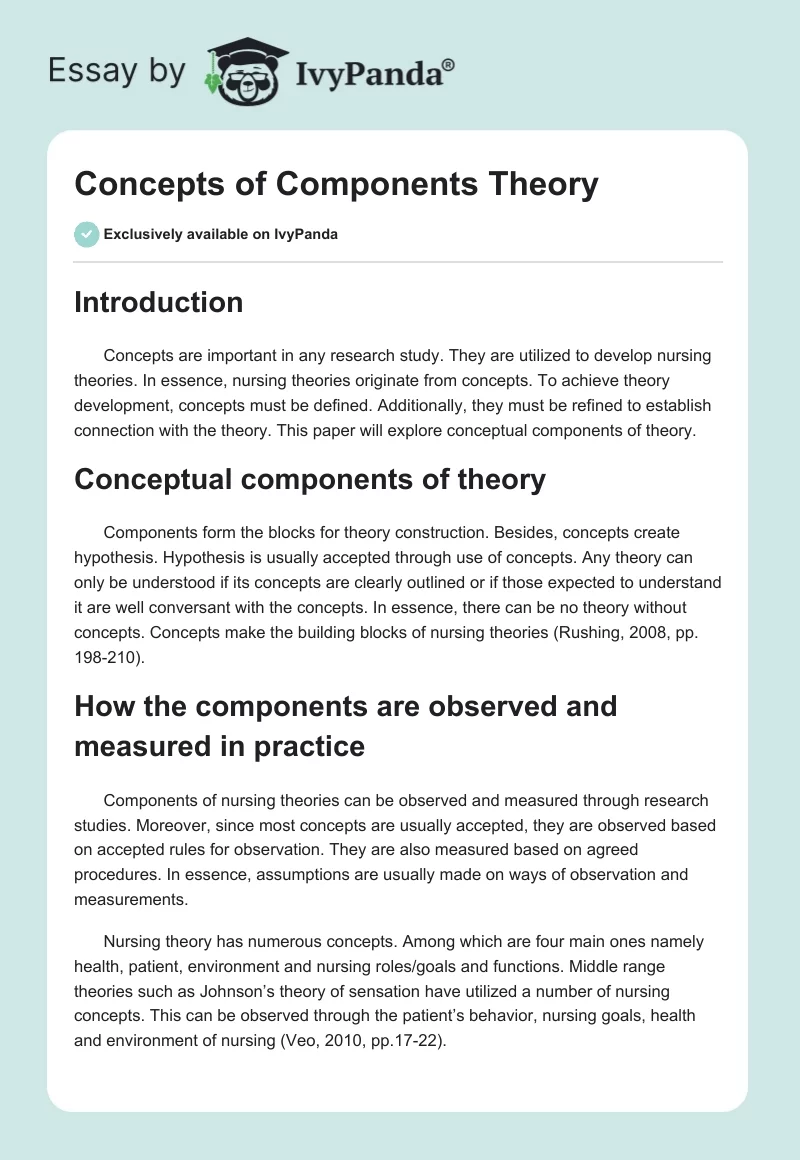 Concepts of Components Theory. Page 1