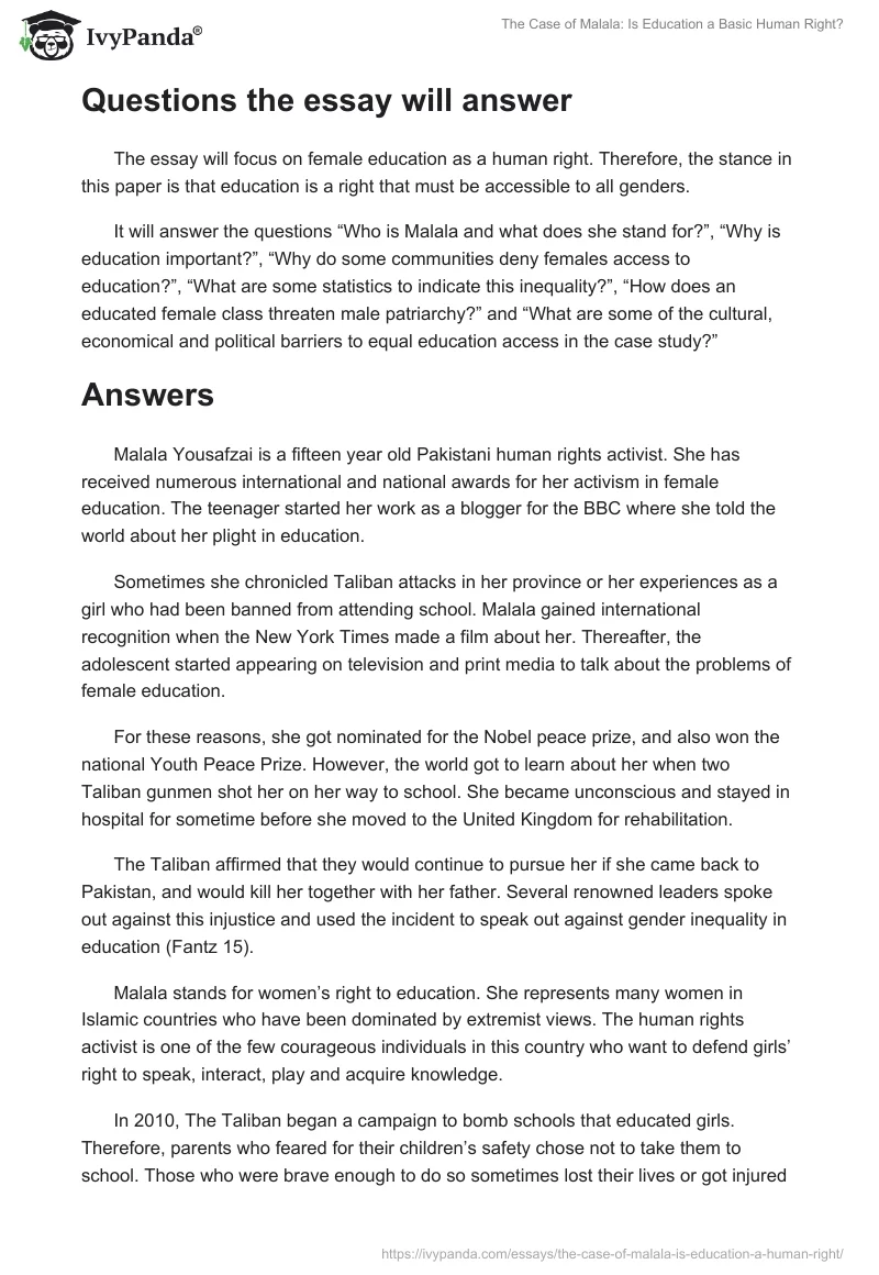 The Case of Malala: Is Education a Basic Human Right?. Page 2