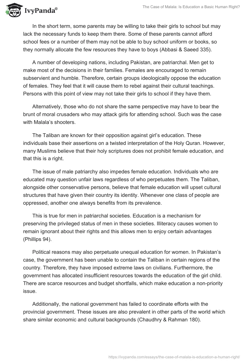 The Case of Malala: Is Education a Basic Human Right?. Page 4