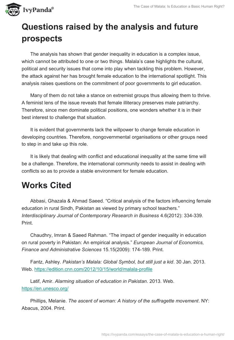 The Case of Malala: Is Education a Basic Human Right?. Page 5