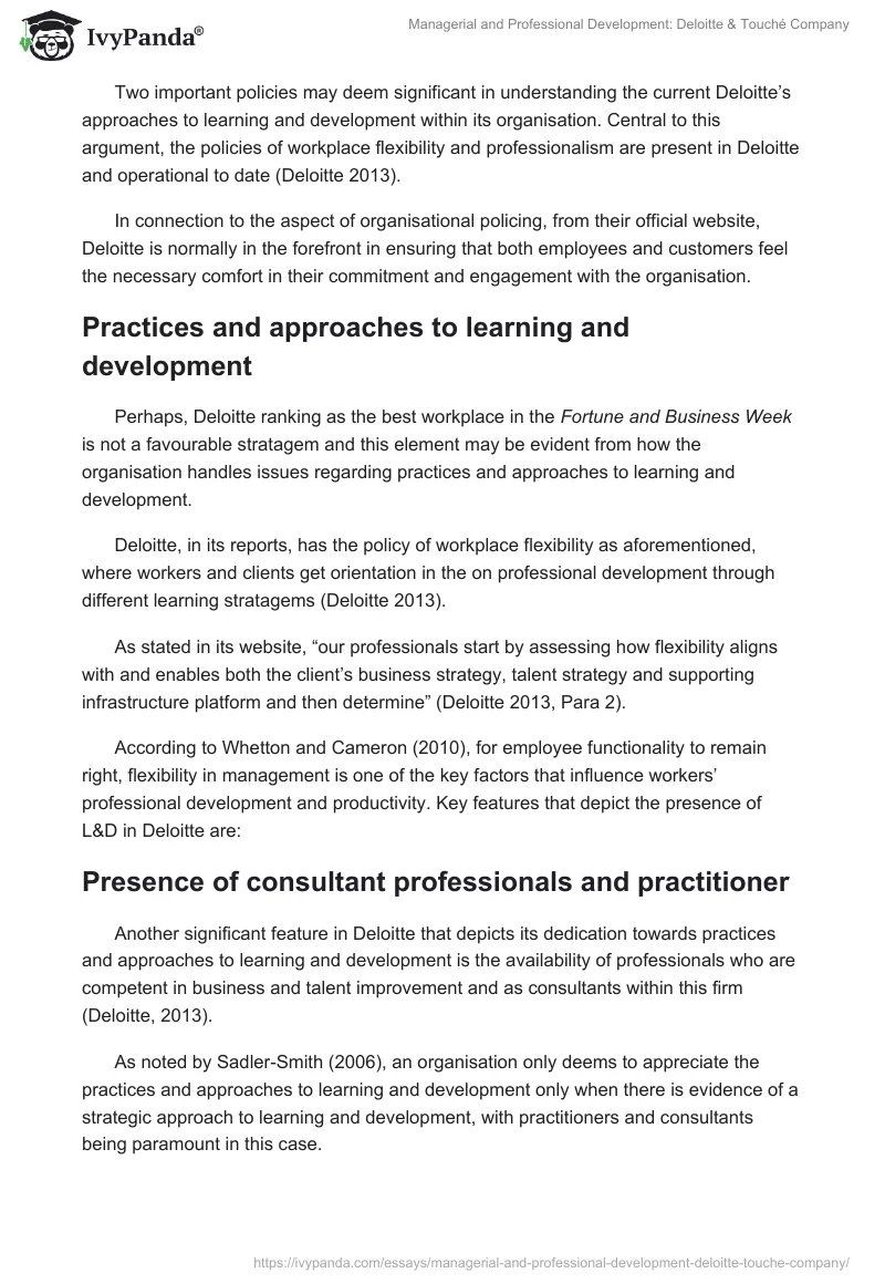 Managerial and Professional Development: Deloitte & Touché Company. Page 3