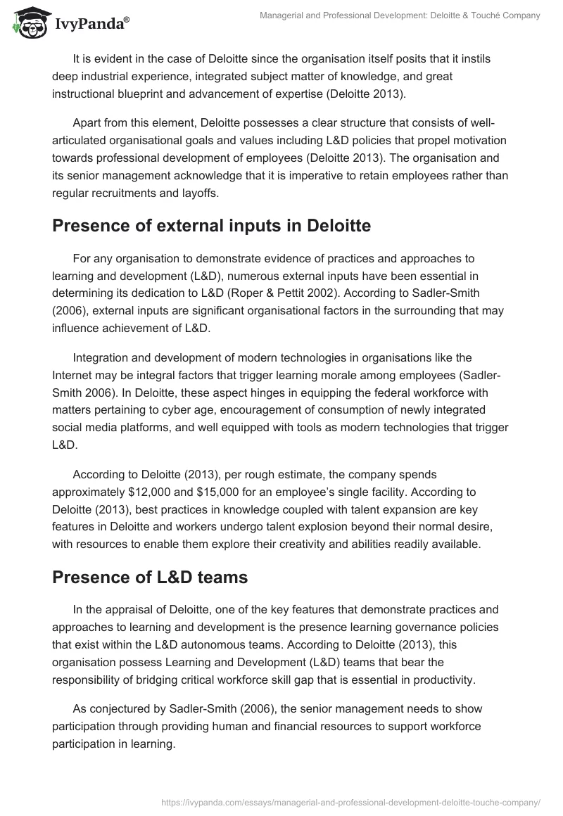 Managerial and Professional Development: Deloitte & Touché Company. Page 4