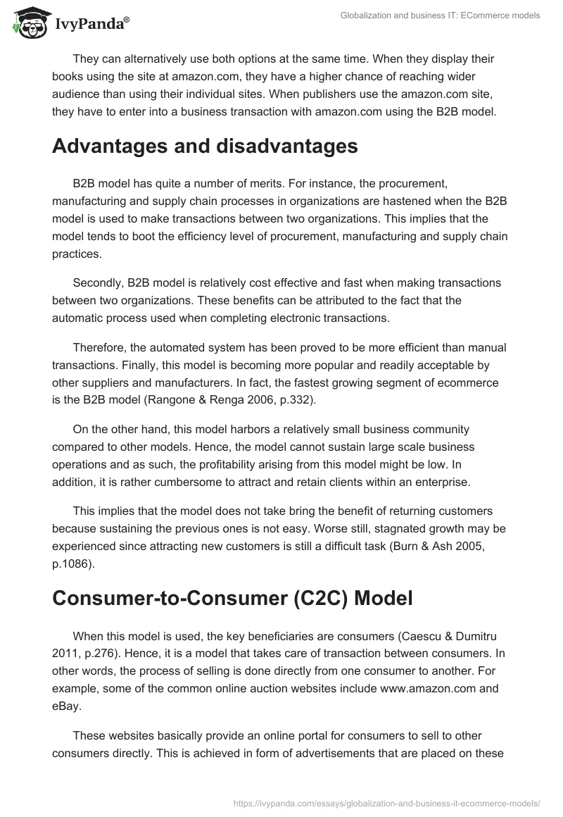 Globalization and business IT: ECommerce models. Page 2