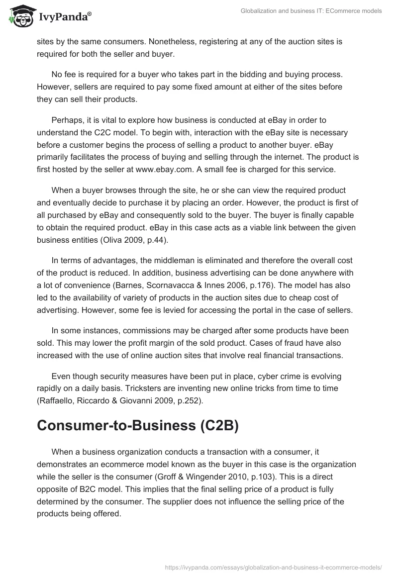 Globalization and business IT: ECommerce models. Page 3