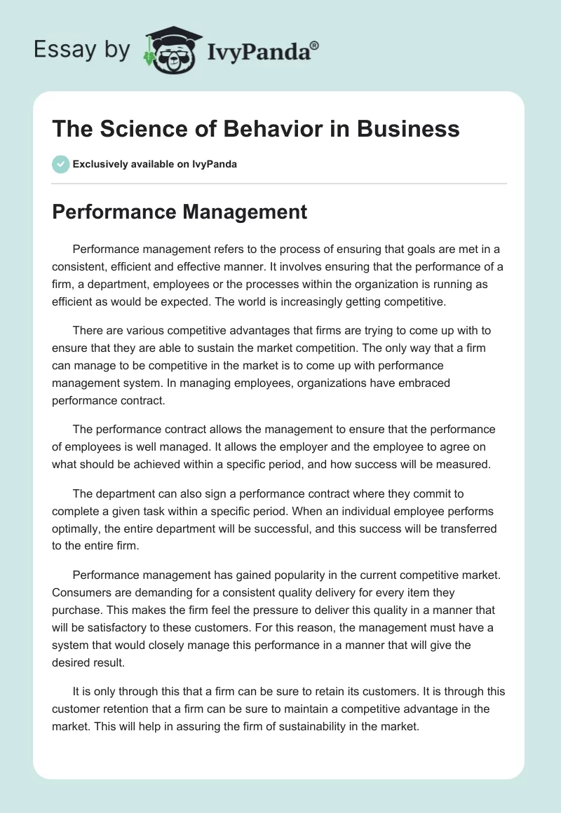 The Science of Behavior in Business. Page 1