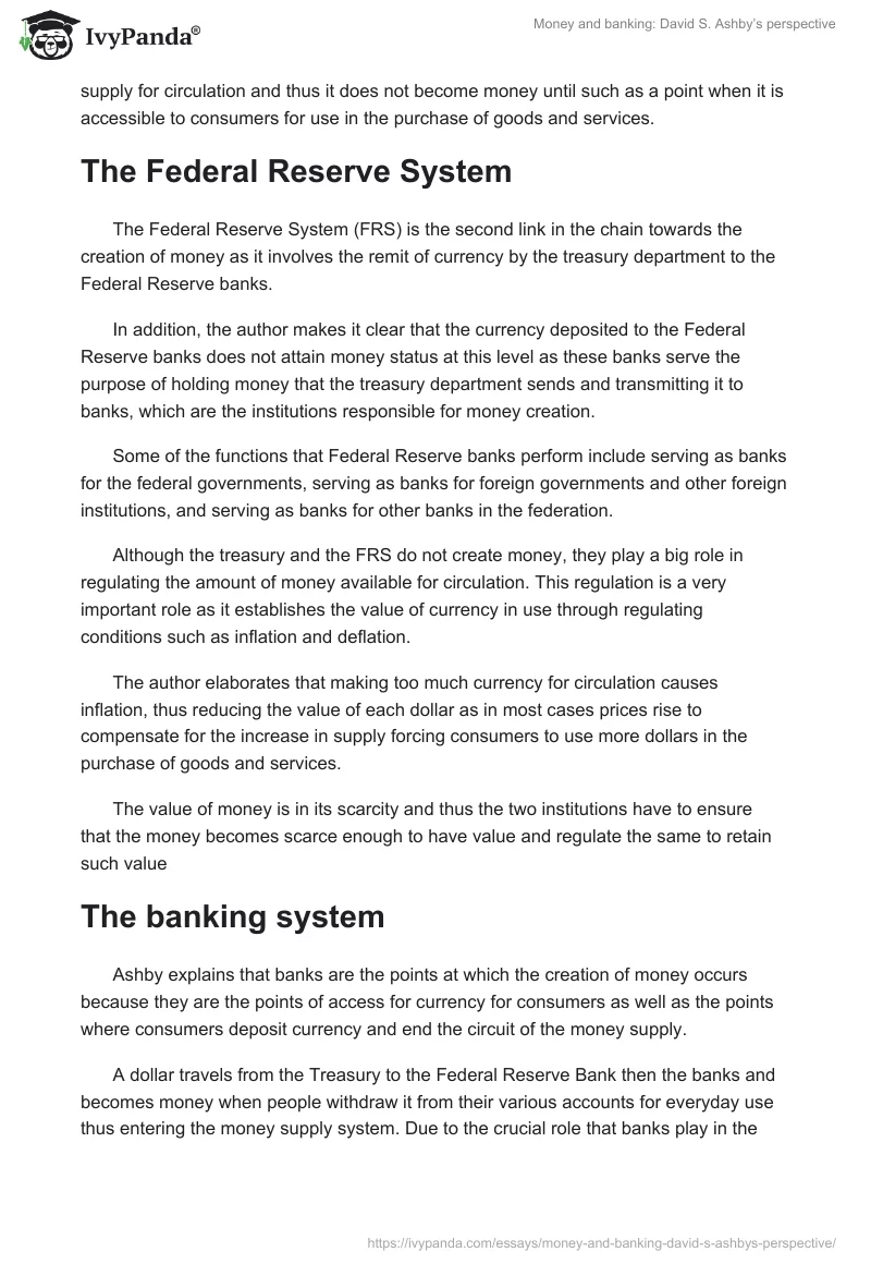 Money and Banking: David S. Ashby’s Perspective. Page 3