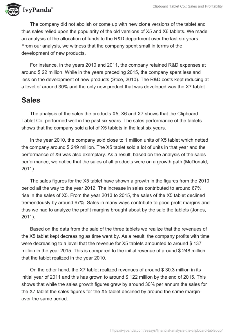 Clipboard Tablet Co.: Sales and Profitability. Page 2
