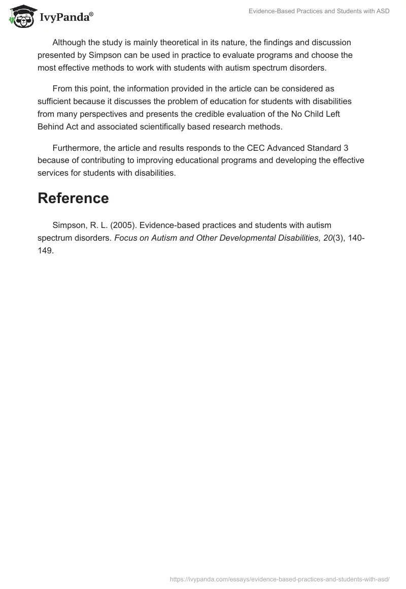 Evidence-Based Practices and Students with ASD. Page 3