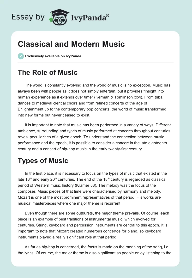 Classical and Modern Music. Page 1