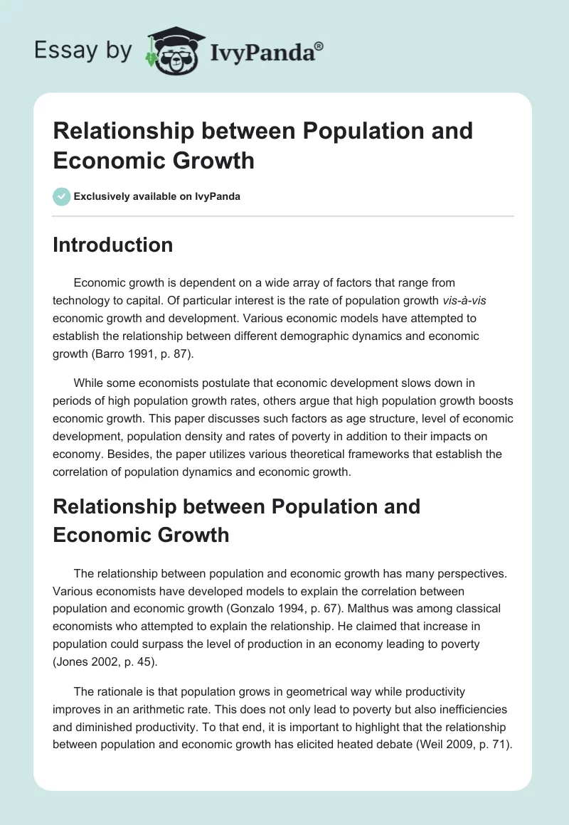 Relationship Between Population and Economic Growth. Page 1