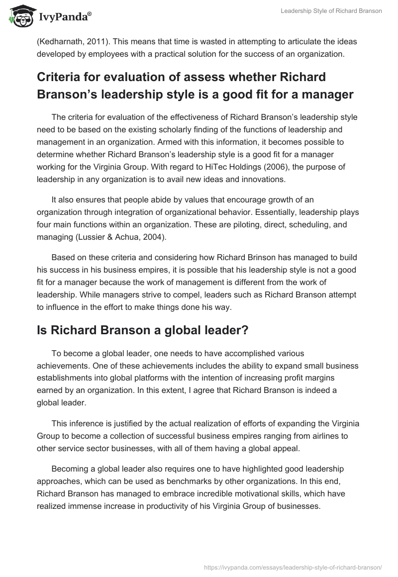 Leadership Style of Richard Branson. Page 4