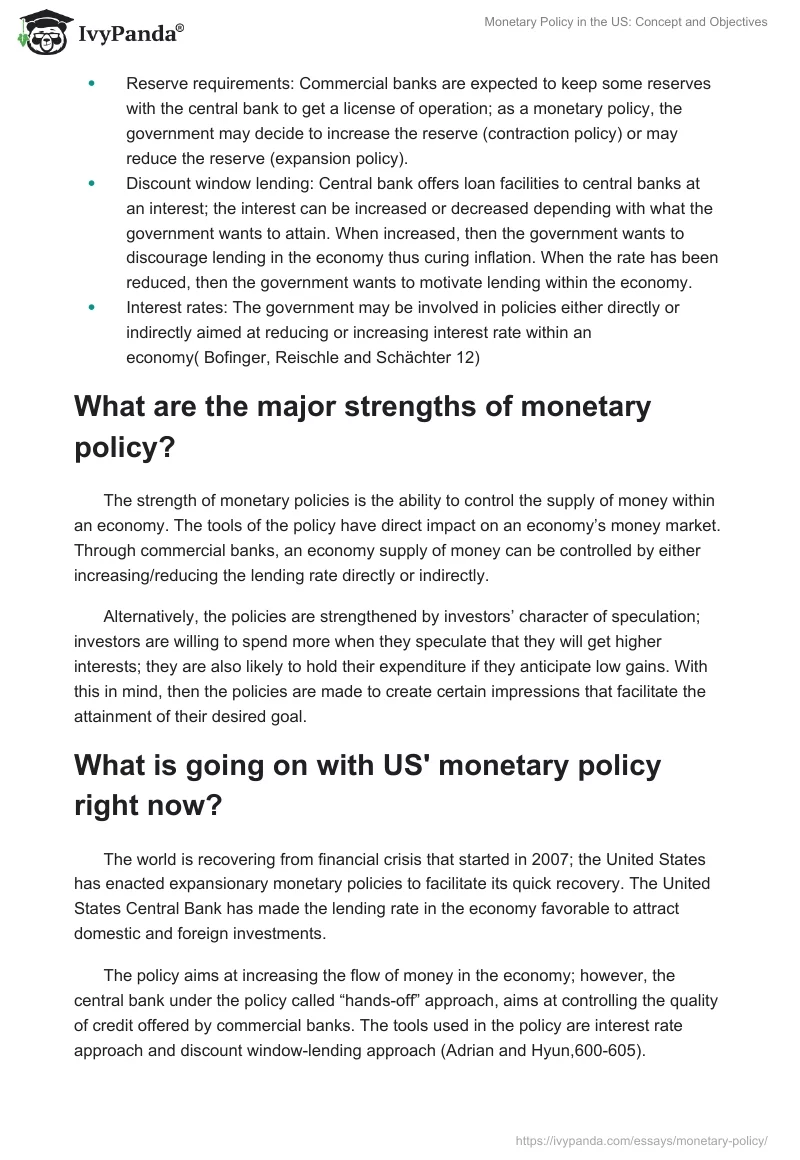 Monetary Policy in the US: Concept and Objectives. Page 2