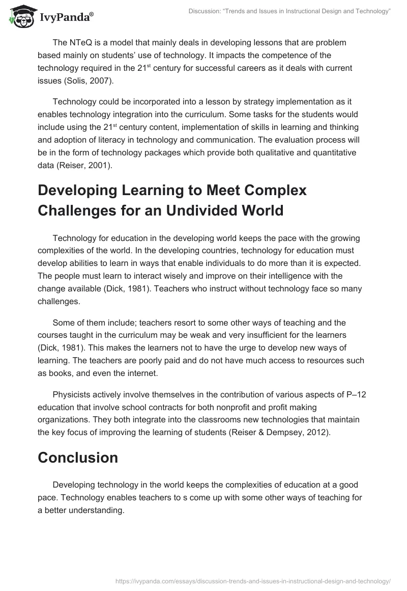 Discussion: “Trends and Issues in Instructional Design and Technology”. Page 2