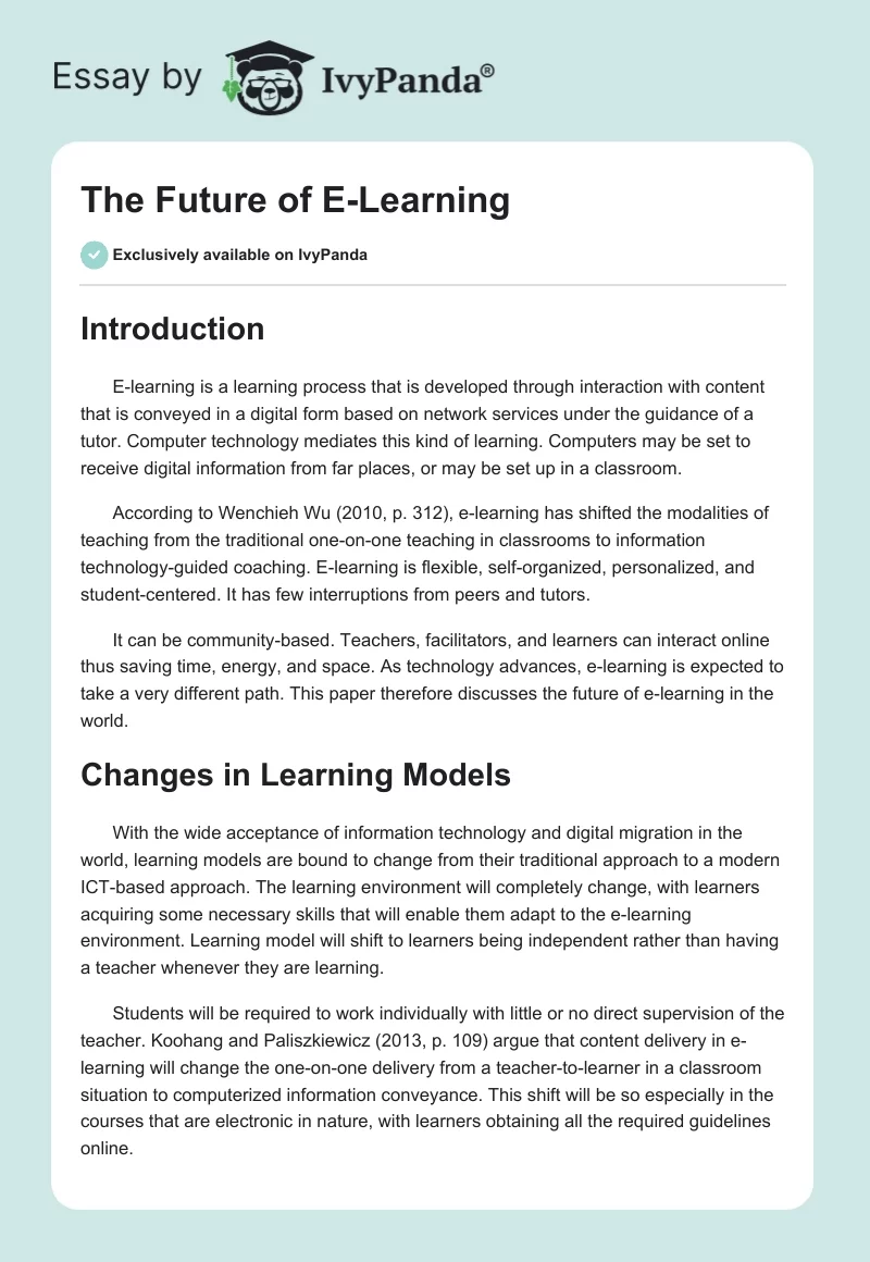 The Future of E-Learning. Page 1