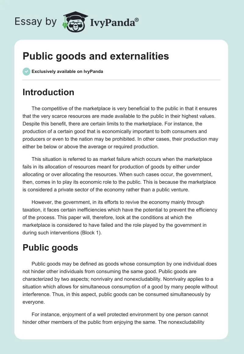 Public goods and externalities. Page 1
