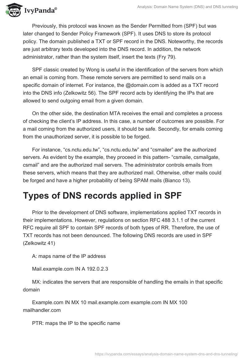 Analysis: Domain Name System (DNS) and DNS tunneling. Page 2