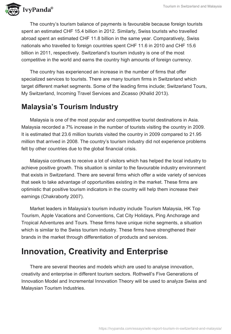 Tourism in Switzerland and Malaysia. Page 2