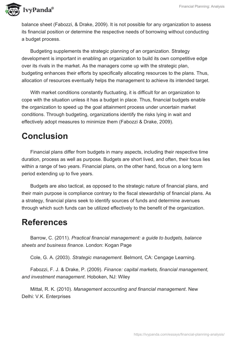 Financial Planning: Analysis. Page 3