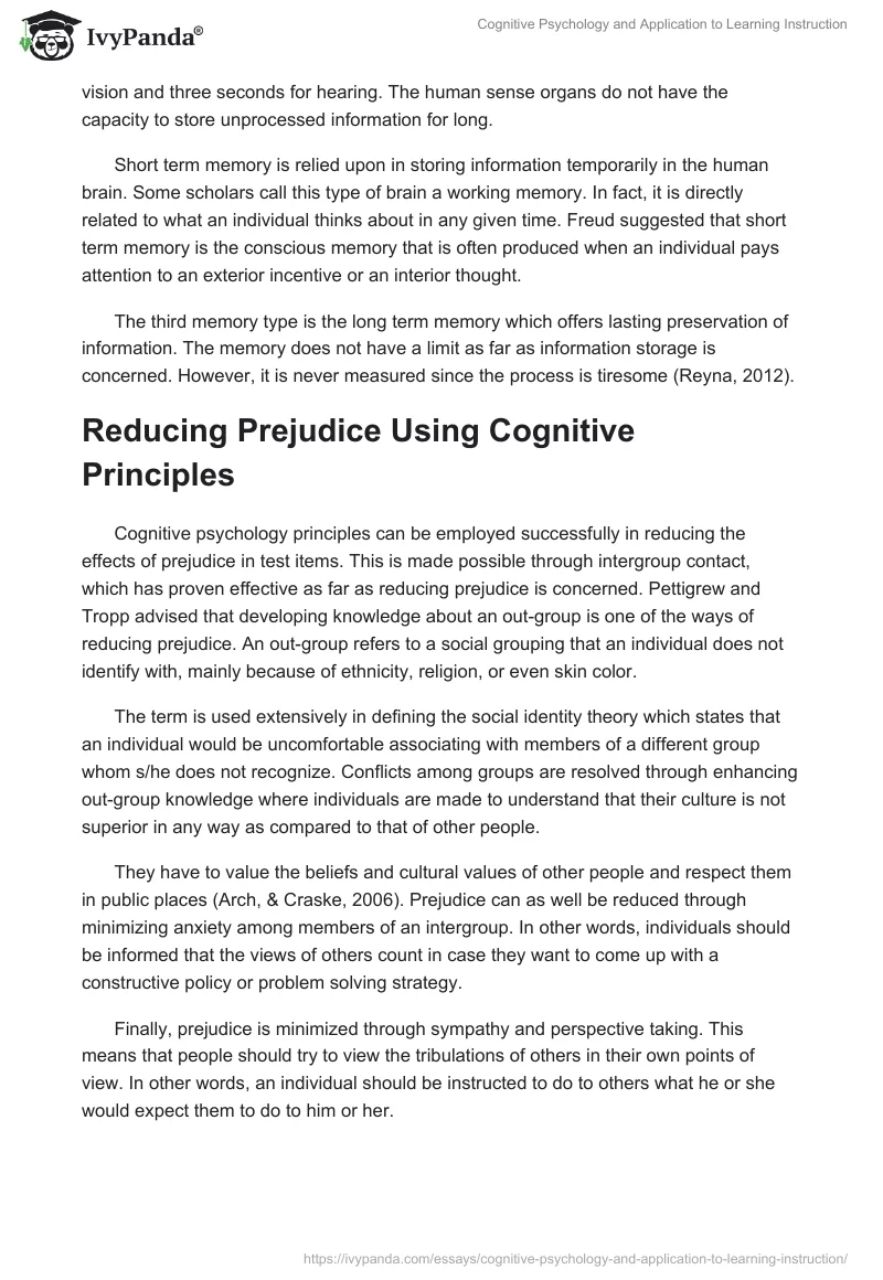Cognitive Psychology and Application to Learning Instruction. Page 4