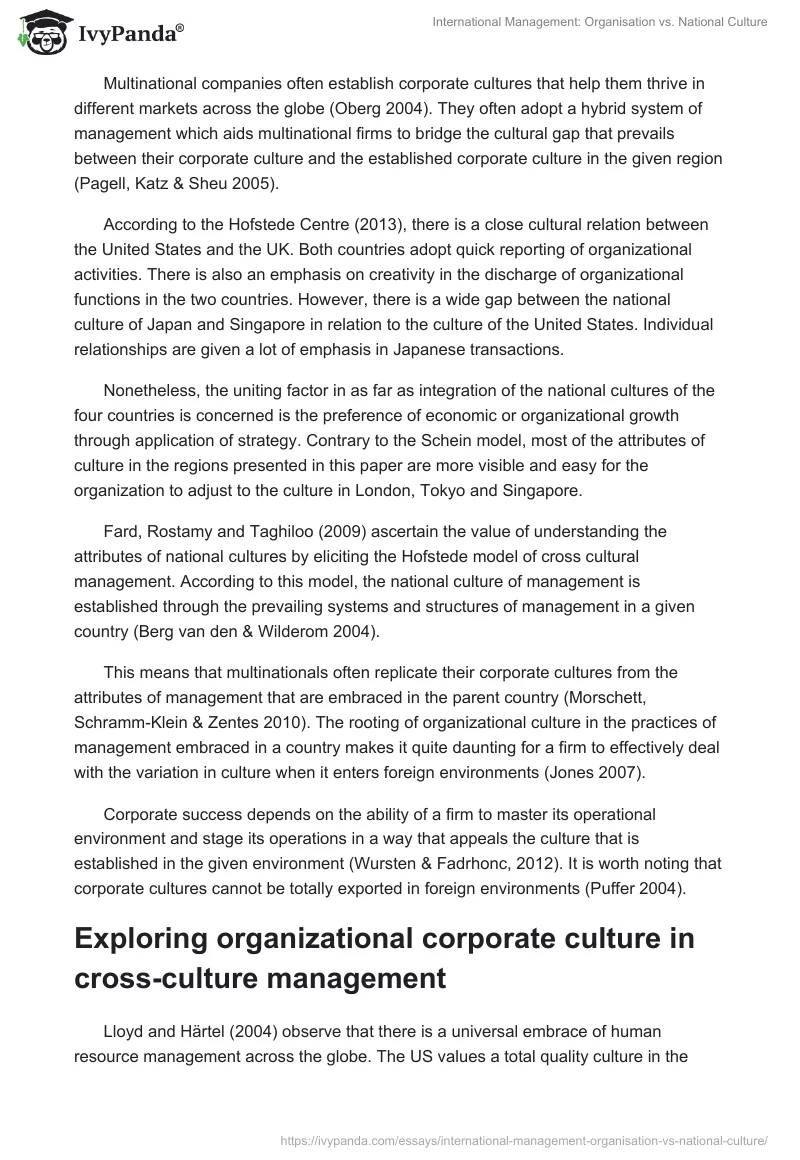International Management: Organisation vs. National Culture. Page 2