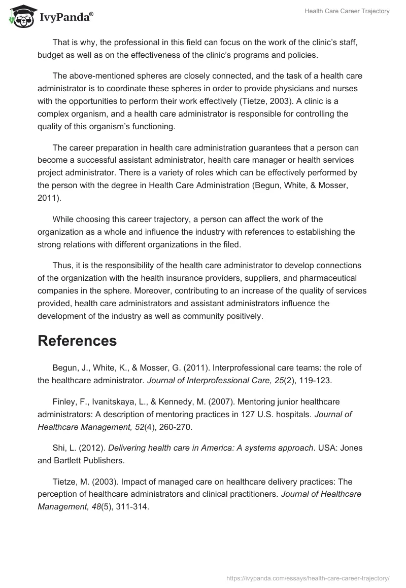 Health Care Career Trajectory. Page 2