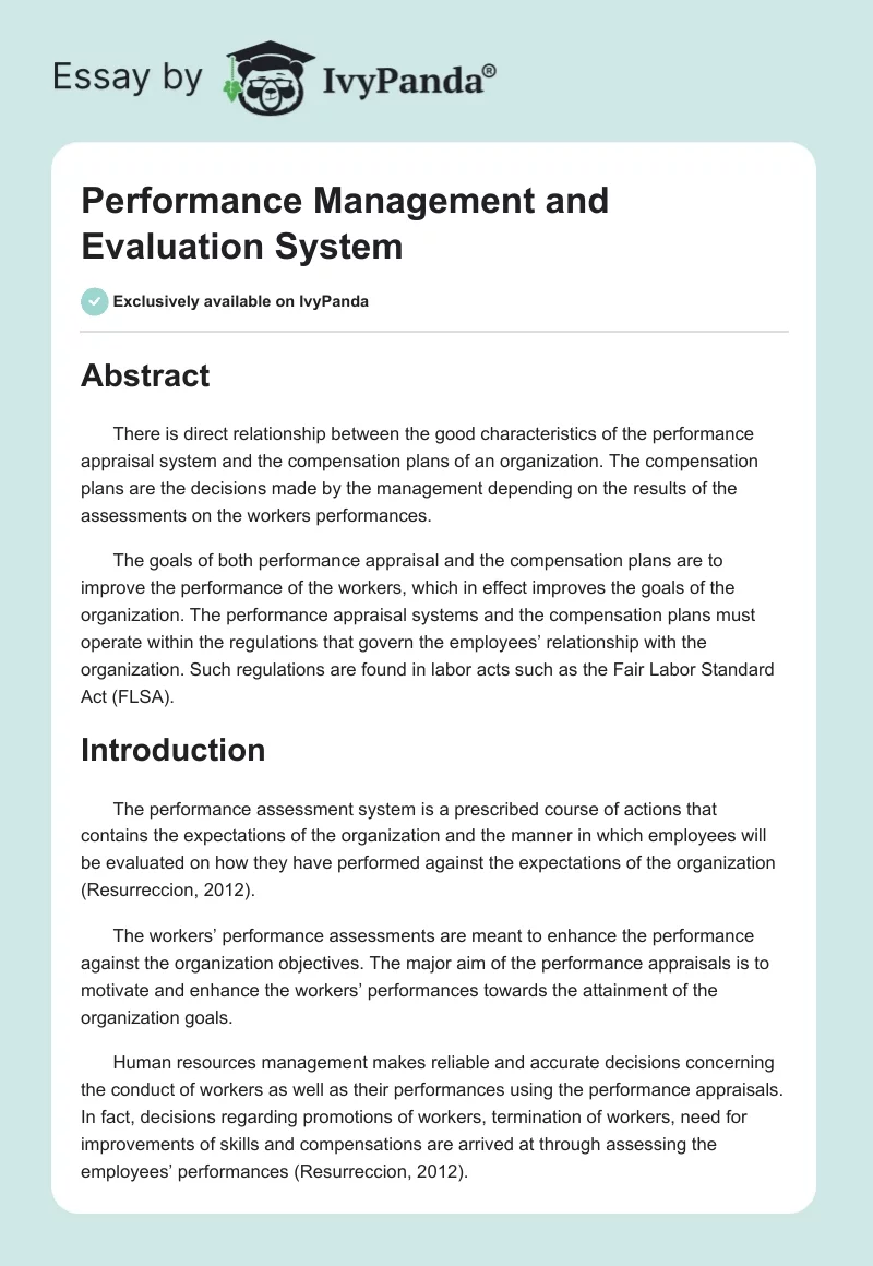 Performance Management and Evaluation System. Page 1