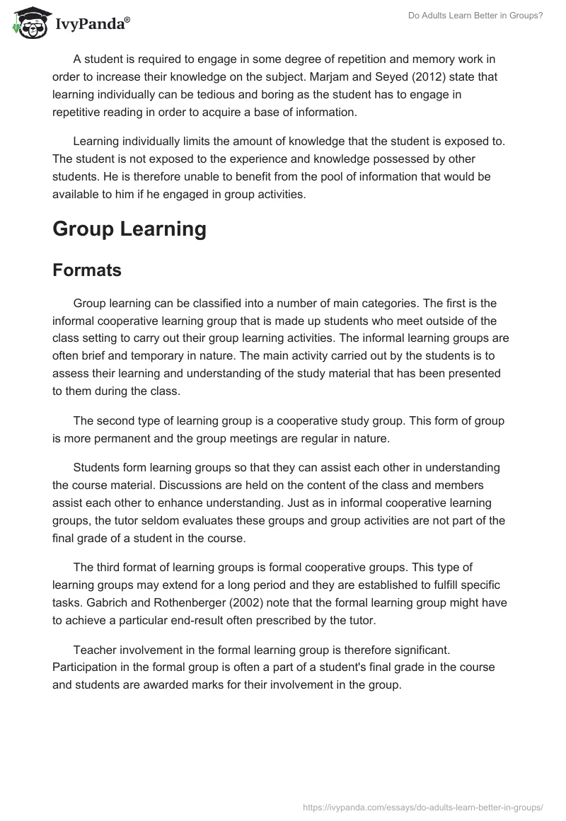 Do Adults Learn Better in Groups?. Page 5