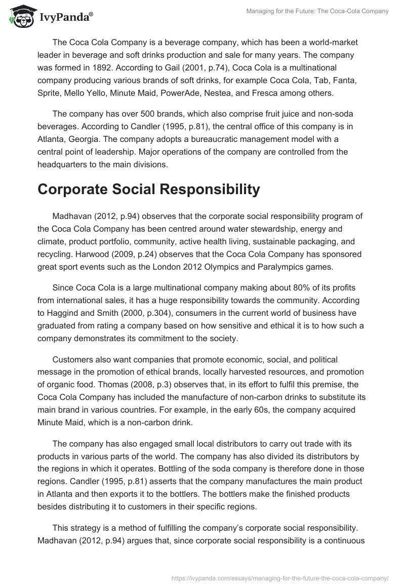 Managing for the Future: The Coca-Cola Company. Page 2