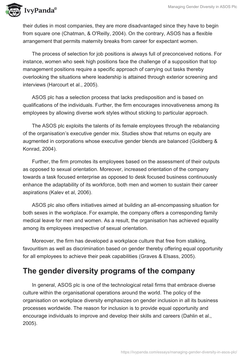 Managing Gender Diversity in ASOS Plc. Page 5