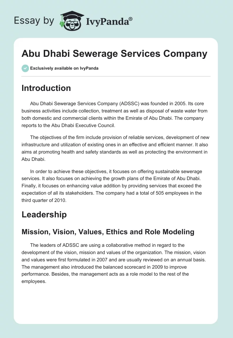 Abu Dhabi Sewerage Services Company. Page 1