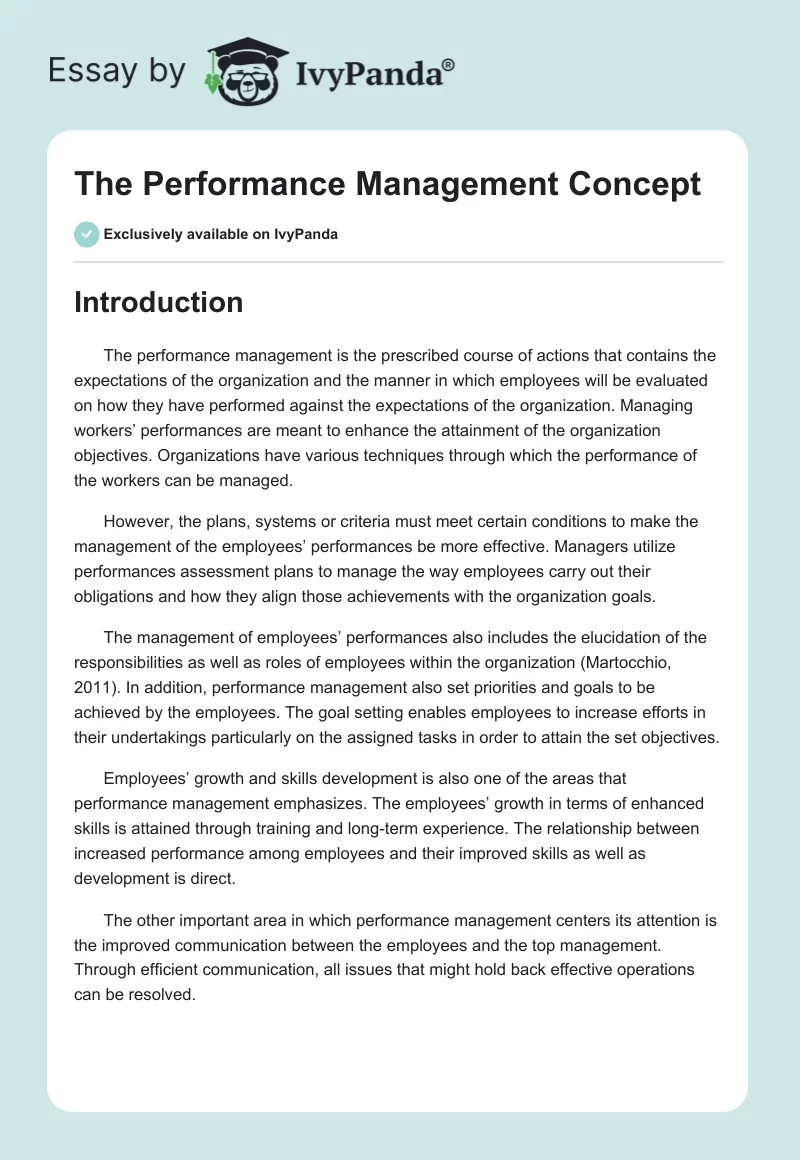 The Performance Management Concept. Page 1