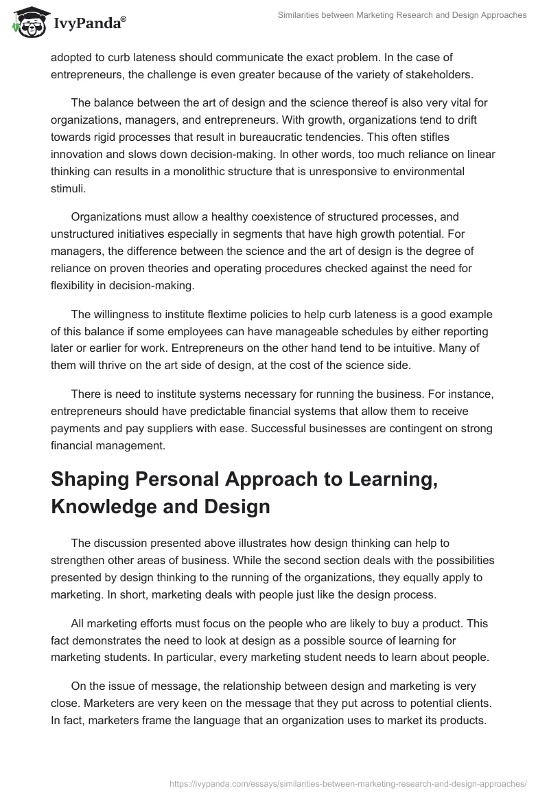 Similarities between Marketing Research and Design Approaches. Page 4
