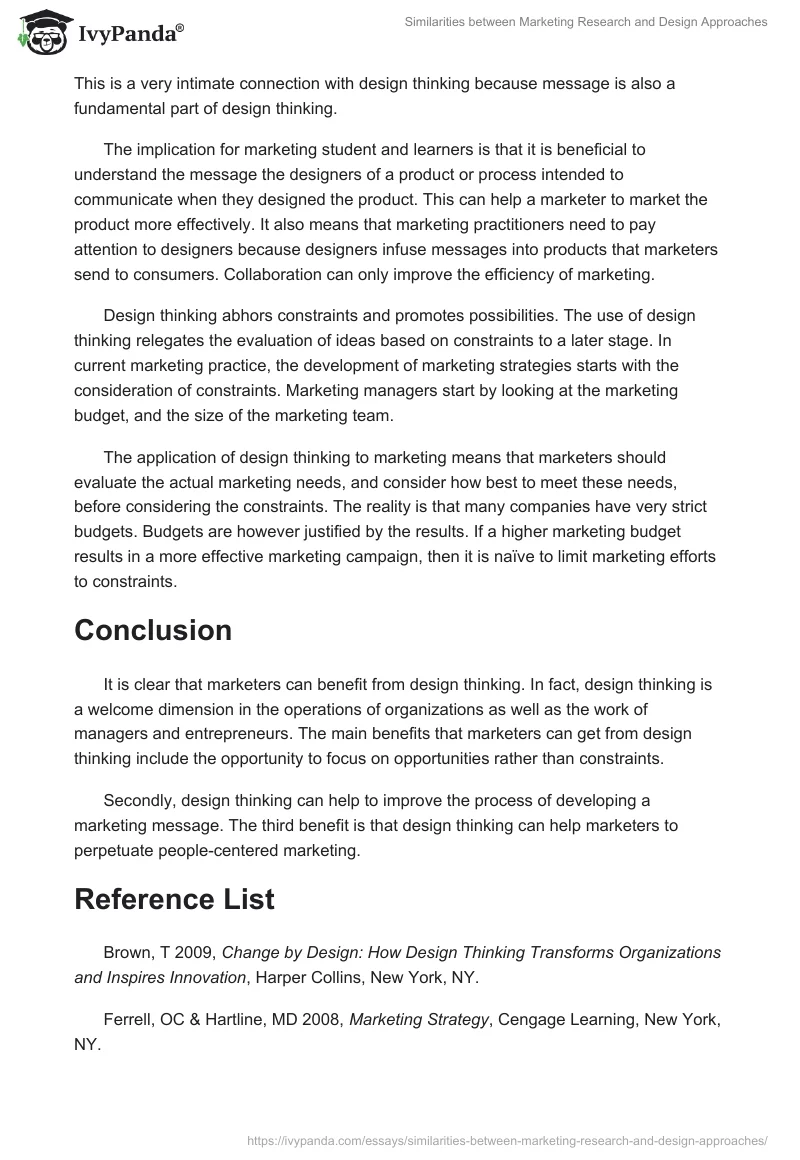 Similarities between Marketing Research and Design Approaches. Page 5