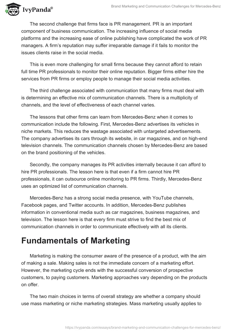 Brand Marketing and Communication Challenges for Mercedes-Benz. Page 4