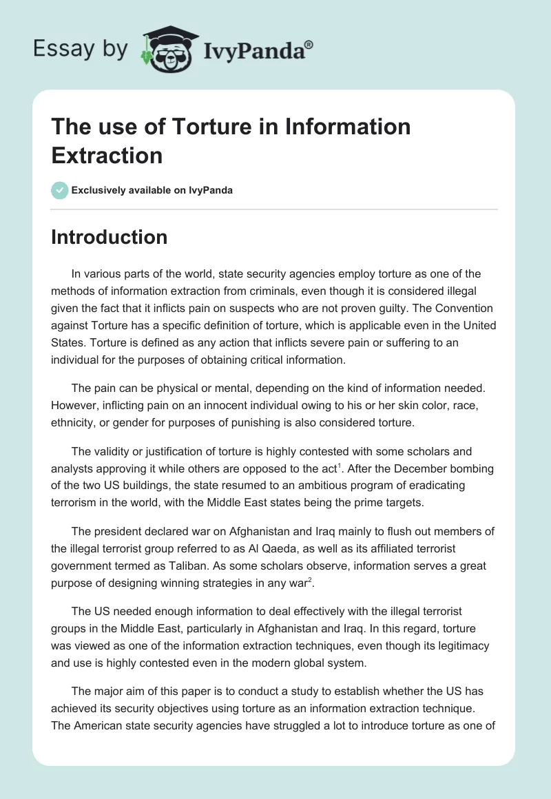 The Use of Torture in Information Extraction. Page 1
