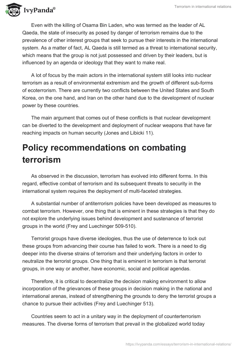 Terrorism in International Relations. Page 4