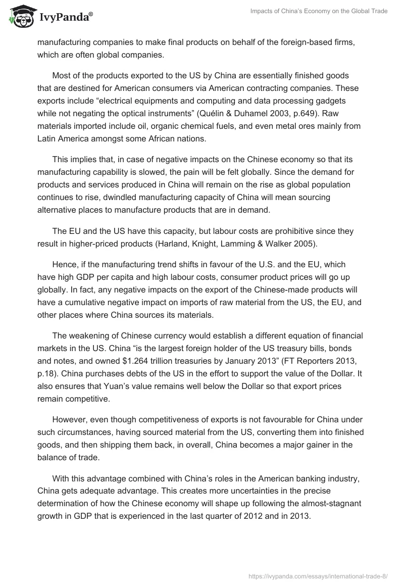Impacts of China’s Economy on the Global Trade. Page 5