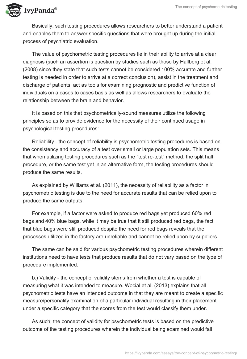 The concept of psychometric testing. Page 2