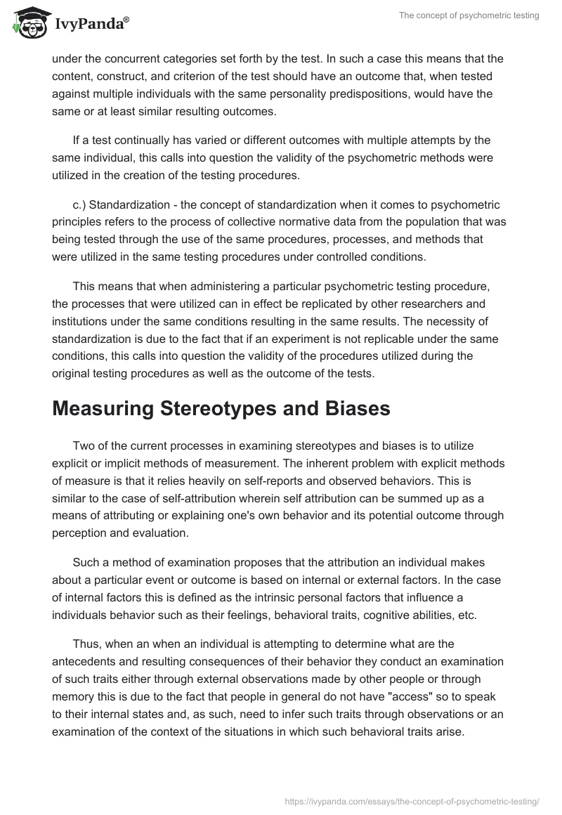 The concept of psychometric testing. Page 3