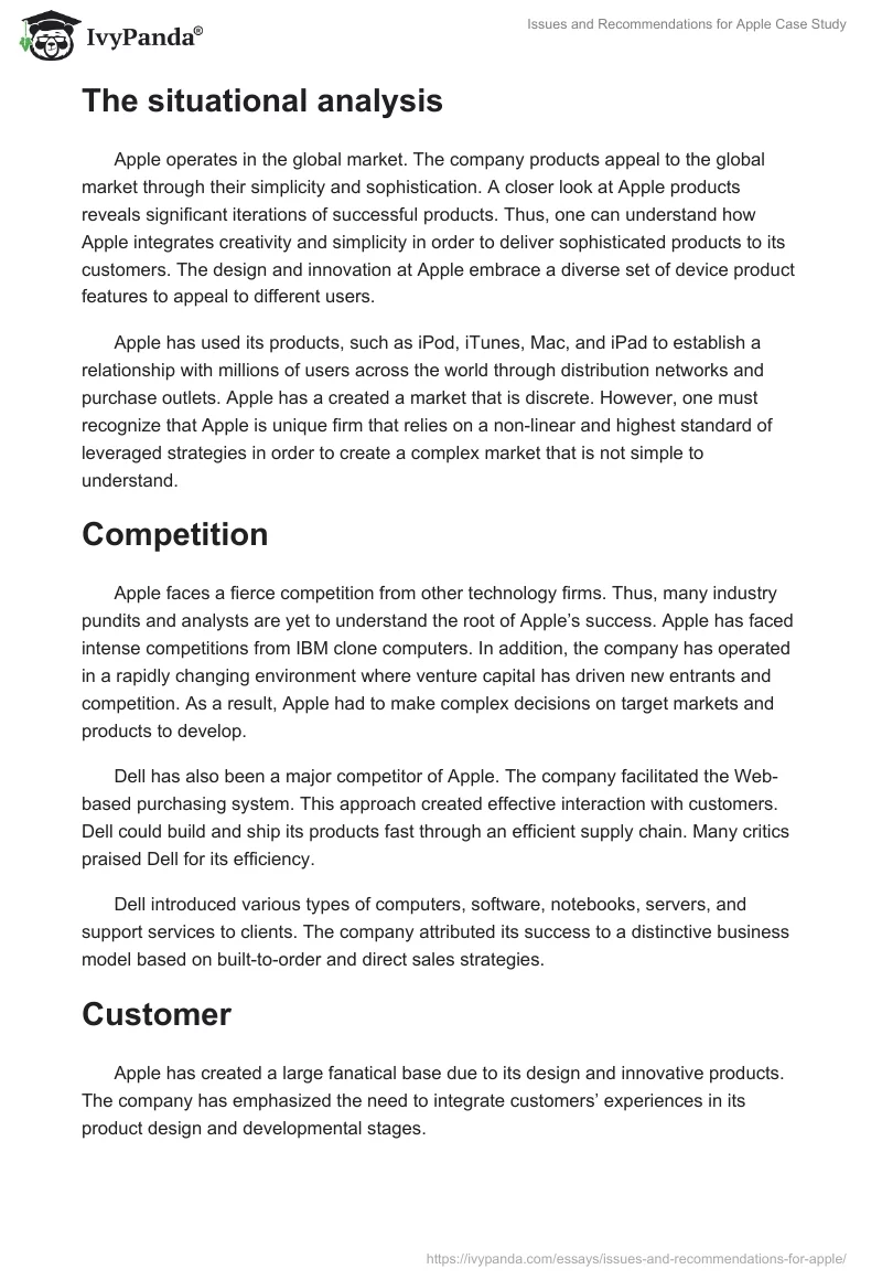 Issues and Recommendations for Apple Case Study. Page 2