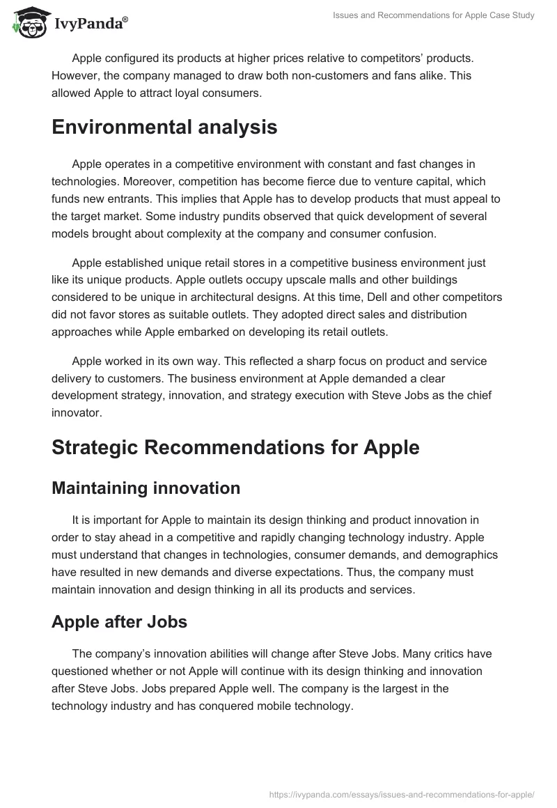 Issues and Recommendations for Apple Case Study. Page 3