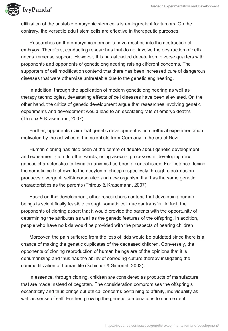 Genetic Experimentation and Development. Page 2